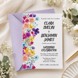 Convite Casamento floral selvagem e colorido