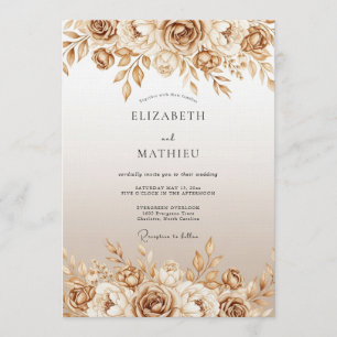 Convite Casamento Floral Sepia Pintura