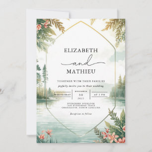 Convite Casamento Floral Serene Landscape