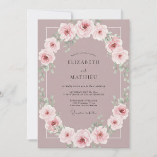 Convite Casamento Floral Sereno de Tons Rosa na Primavera