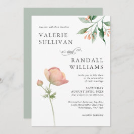 Convite Casamento Floral Simples Botânico Elegante