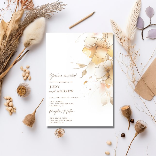 Convite Casamento Floral Simples de Outono (Simple Fall Floral Wedding Invitation)