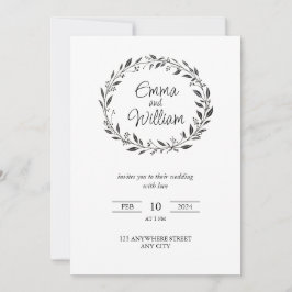 Convite Casamento floral simples e elegante