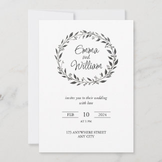 Convite Casamento floral simples e elegante