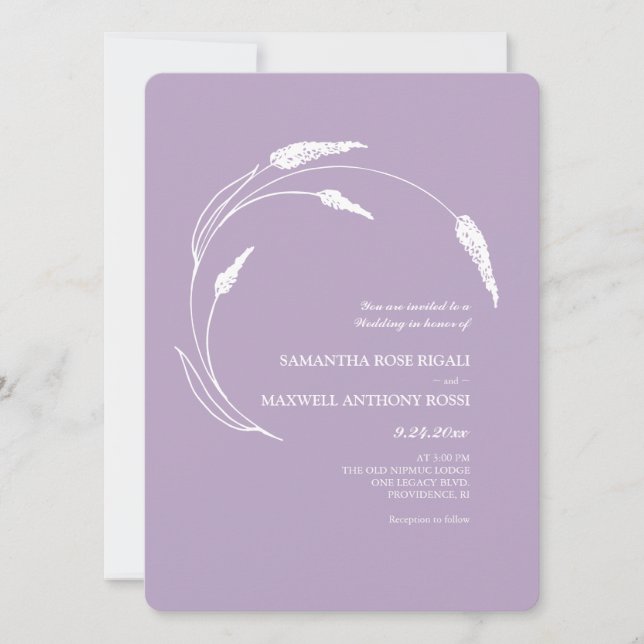 Convite Casamento Floral Simples Lavanda (Frente)