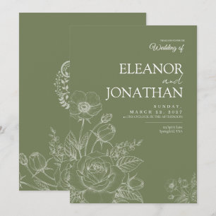 Convite Casamento Floral Simples Minimalista Sofisticado