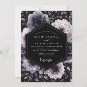 Convite Casamento Floral Sombrio Deep Purple
