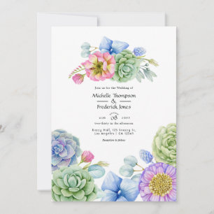 Convite Casamento Floral Suculento da Moda
