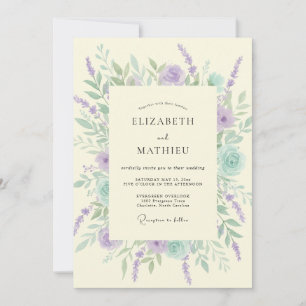 Convite Casamento Floral Sussurrante de Lavanda Menta