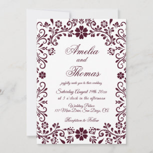 Convite Casamento Floral Talavera Mexicana Branco Vermelho