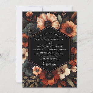 Convite Casamento Floral Temperamental com Terracota e Ard