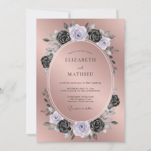 Convite Casamento Floral Temperamental em Rose Gold