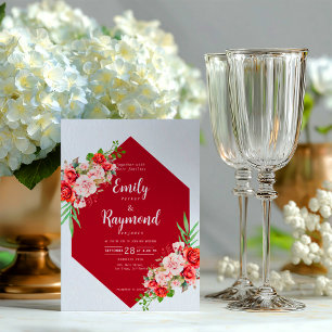 Convite Casamento Floral Terracota Burgundy Blush