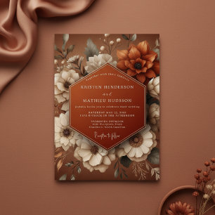 Convite Casamento Floral Terroso de Terracota