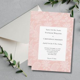 Convite Casamento Floral Toile Vintage Rosa Branco Elegant