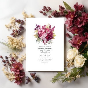 Convite Casamento Floral Tons de Vinho