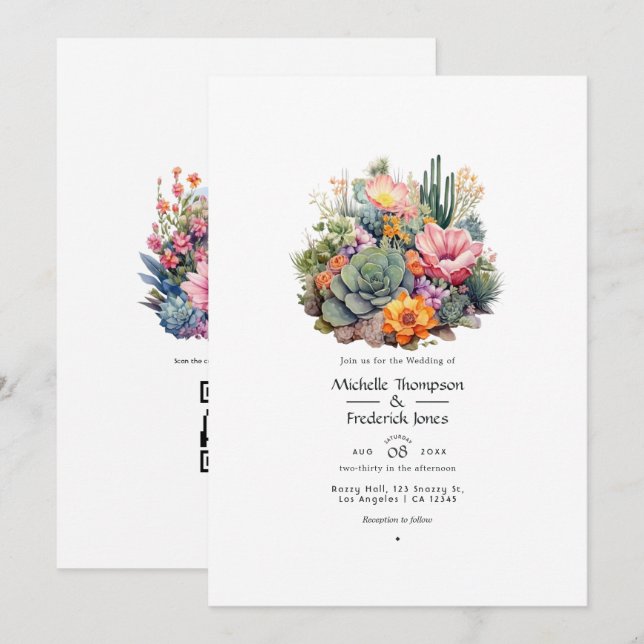 Convite Casamento Floral Tons do Deserto (Frente/Verso)