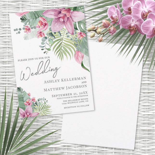 Convite Casamento Floral Tropical (Floral Tropical Wedding Invitation)