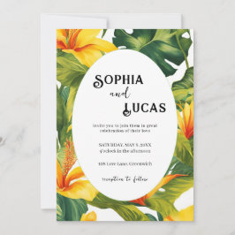 Convite Casamento Floral Tropical Amarelo