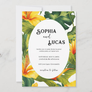 Convite Casamento Floral Tropical Amarelo