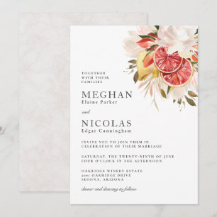 Convite Casamento Floral Tropical Boho de Citrino Brilhant