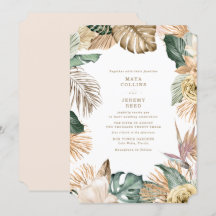 Casamento Floral Tropical Botânico Dourado Rosa