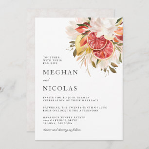 Convite Casamento Floral Tropical Bright Citrus