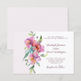 Convite Casamento floral tropical cor-de-rosa personalizad