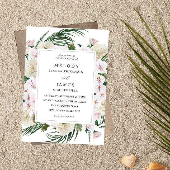 Convite Casamento Floral Tropical de Greenery Boho (Criador carregado)