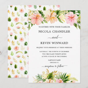 Convite Casamento Floral Tropical Elegante