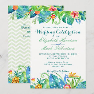 Convite Casamento floral tropical elegante do Web site do