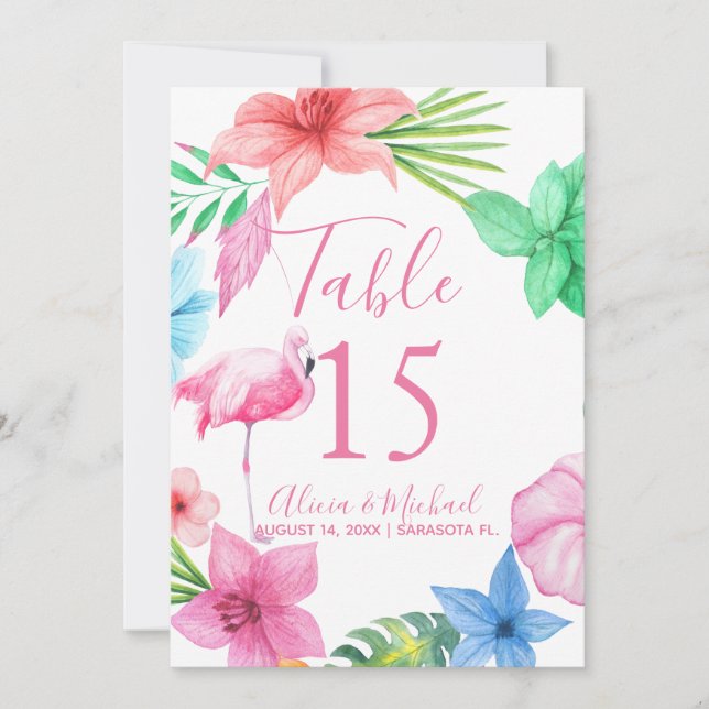 Convite Casamento floral tropical Flamingo luau (Frente)