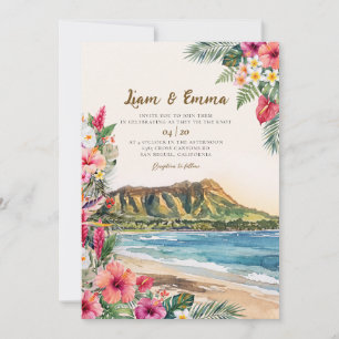 Convite Casamento Floral Tropical Havaiano