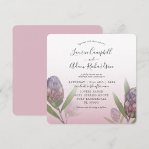 Convite Casamento Floral Tropical Rosa e Roxo