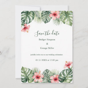 Convite Casamento Floral Tropical Vintage Hibisco Havaí