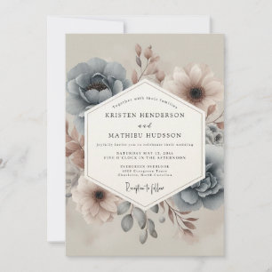 Convite Casamento Floral Turvo em Slate