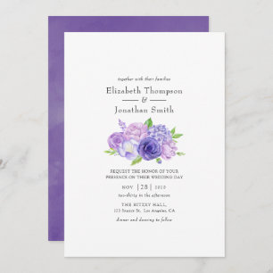Convite Casamento Floral Ultra Violet Watercolor