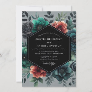 Convite Casamento Floral Veneziano Turquesa