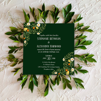 Convite Casamento Floral Verde