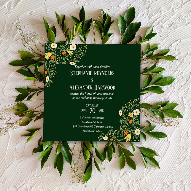 Convite Casamento Floral Verde (Criador carregado)