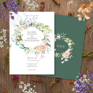 Convite Casamento Floral Verde Água Elegante