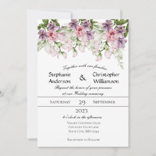 Convite Casamento Floral Verde Água Rosa Roxo