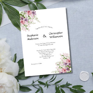 Convite Casamento Floral Verde Água Rosa Roxo