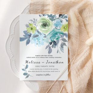 Convite Casamento Floral Verde Amarelo-Claro