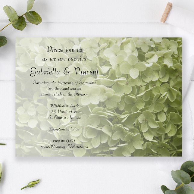 Convite Casamento Floral Verde Annabelle Hydrangea (Criador carregado)
