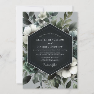 Convite Casamento Floral Verde Ardósia