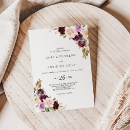 Convite Casamento Floral Verde Blush Burgundy
