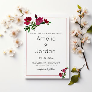 Convite Casamento floral verde-burguês-rosa-botânico