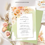 Convite Casamento Floral Verde Chic Peach Blush Champagne<br><div class="desc">Aprecie o seu convidado com este elegante e único convite para o casamento com detalhes florais requintados de cor d'água em uma bela mistura de pêssego, rosa empoeirado, esfregaço, matizes esticadas e champanhe e delicada mancha de cor d'água em cascata em tons verdes. Capacidade de editar o design usando a...</div>