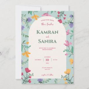 Convite Casamento Floral Verde e Creme